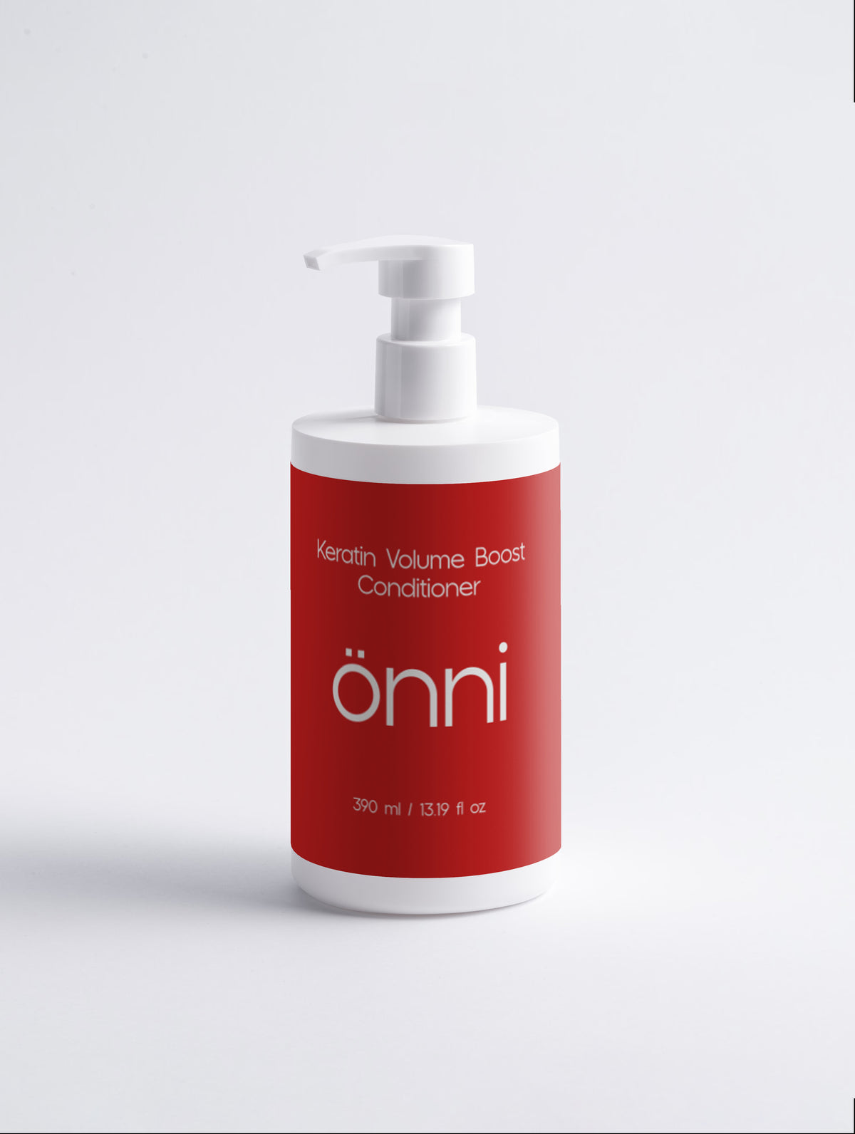 Onni Keratin Volume Boost Conditioner bottle - fuller, healthier hair with hydrolyzed keratin, caffeine and organic avocado, coconut and almond oils