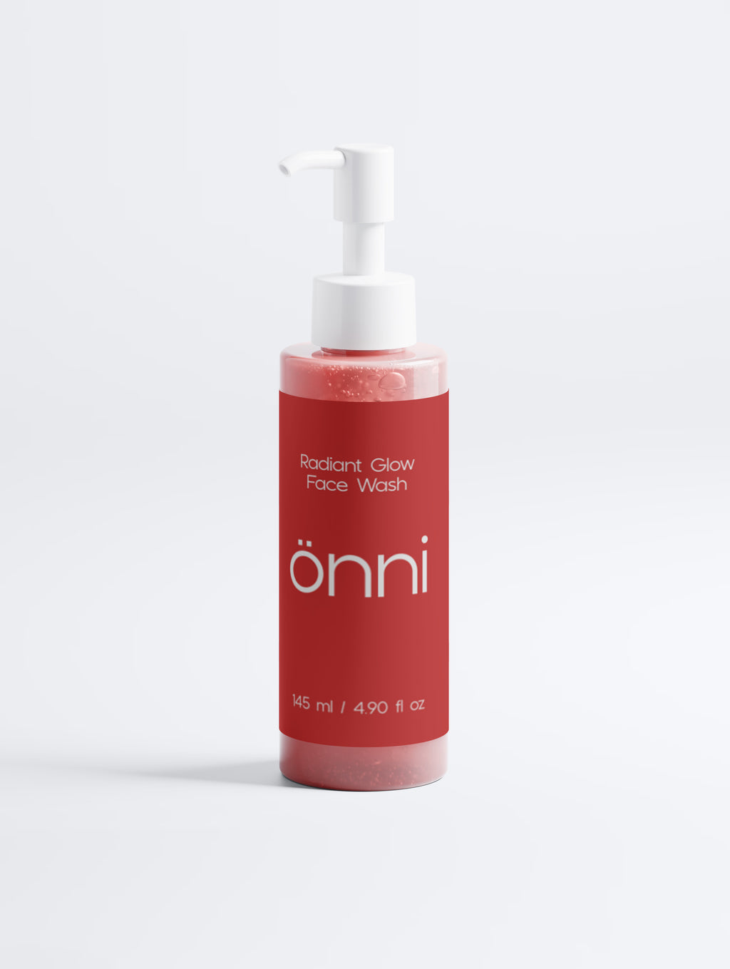 Onni Radiant Glow Facial Wash bottle - refreshing daily cleanse with aloe vera, sodium PCA and organic blackberry, sage and burdock extracts